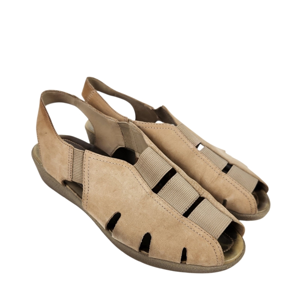 Ecco Tan Sand Leather Slingback Fisherman Sandals Womens Size 8 to 8.5 Size 39
